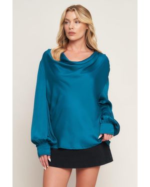 TRUEDAMES Garden Sensation Satin Top - Blue