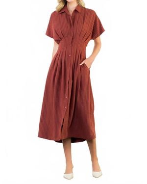 Thml Short Sleeve Striped Maxi Dress - Red