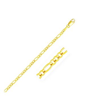 Yellow Gold 14K Solid Figaro Bracelet (3.00 Mm) - Metallic