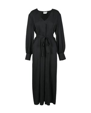 Gestuz V-Neck Polyester Midi Dress - Black