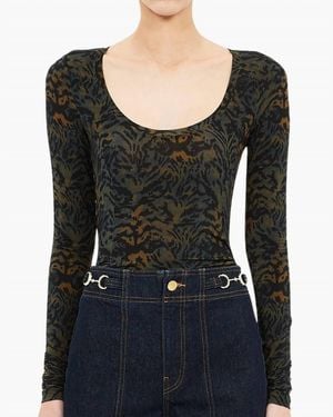 Ulla Johnson Aris Jersey Long Sleeve U-Neck Top - Black