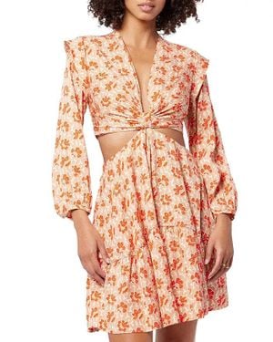 Joie Maeve Mini Dress Floral Twist Front Cutout A-Line Sgn1593 - Multicolor