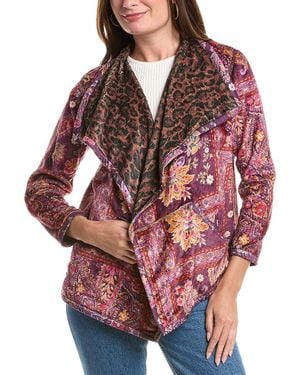 Johnny Was Petite Joan Wrap Binded Sherpa Reversible Jacket - Red