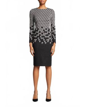 Teri Jon Geometric Metallic Shimmer Knit Dress - Black