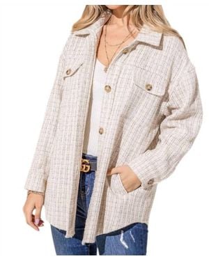 And The Why Be Alright Tweed Shacket - Natural