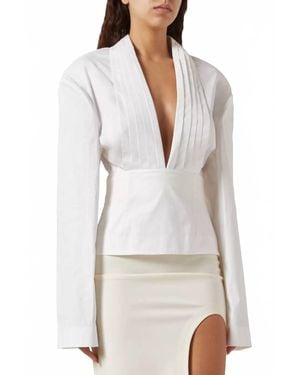 A.W.A.K.E. MODE Cummerbund Collar Tuxedo Top - White