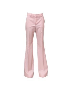 Sportmax Flare Silhouette Natural Wool Long Pants - Pink