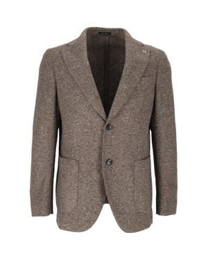 BRERAS Milano Giacca Uomo Herringbone Tailored Blazer - Brown