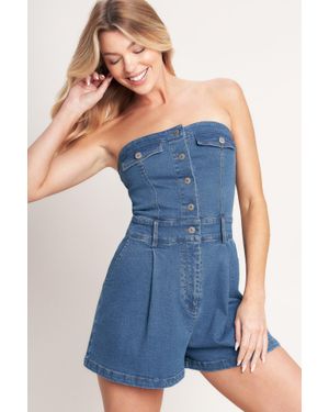 TRUEDAMES Weekend Crush Denim Romper - Blue