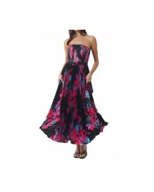 Hutch Floral Pleated Strapless Maxi Dress - Blue