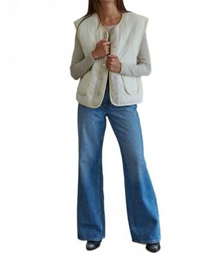 By Together Woven Quilted Fleece Snap Vest - Blue