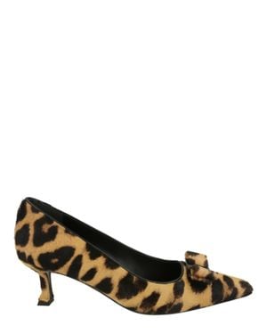 Ferragamo Siwar Leopard Print Kitten Heels - Brown