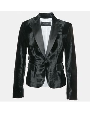 DSquared² Velvet Single Breasted Blazer - Black