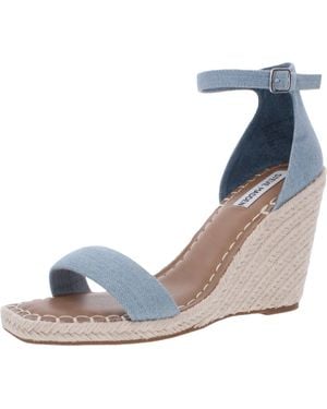 Steve Madden Submit Denim Ankle Strap Espadrilles - Blue
