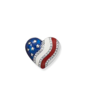 Fashnzfab And Crystal Heart Us Flag Fashion Pin - Blue