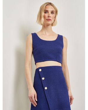Misook Modern Fit Boucle Knit Cropped Tank Top - Blue