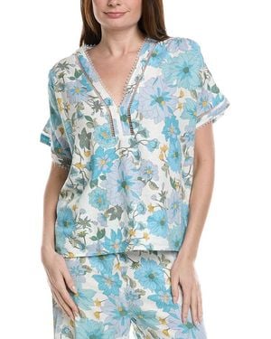 Philosophy Printed Linen-Blend Blouse - Blue