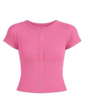 Another Love Naomi Button Front Top - Pink