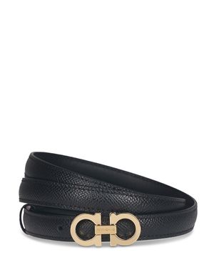 Ferragamo Textured Calf Leather Belt With-Tone Buckle - Blue