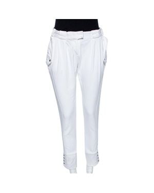 Just Cavalli Cotton Blend Button Hem Detail Pants - Blue