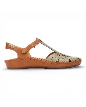 Pikolinos Tan Leather Cushioned Wedge Sandal Shoes - Brown