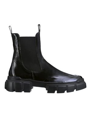 Högl Adventure Glossy Patent Leather Chunky Sole Ankle Boots - Black