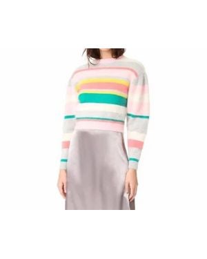 Rebecca Taylor Stripe Short Puff Sleeve Sweater - Black