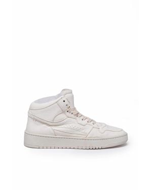 Eleventy High-Top Fur Interior Leather Sneakers - White