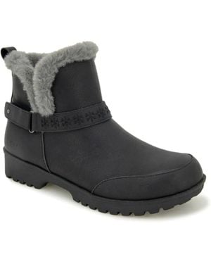 Jambu Jbu By Finland Boots Leather Faux Fur Lined Ankle Zap1263 - Black