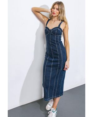 TRUEDAMES A Greater Love Denim Midi Dress - Blue