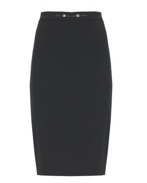 Elisabetta Franchi Fitted Midi Skirt With Front Detail - Gray