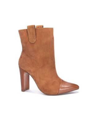 Chinese Laundry 42 Boots Tan Suede Pointed Toe Bootie Jzz1159 - Brown