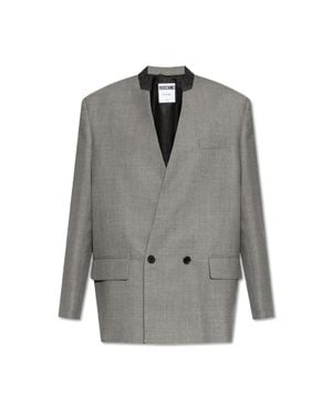 Moschino Double-Breasted Loose-Fit Blazer - Gray