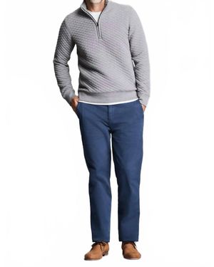 Billy Reid Diamond Quilt Half Zip Sweater - Blue