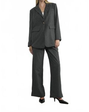 Aaron & Amber Pin Stripe Tailored Pants - Gray