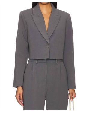 Amanda Uprichard Reggie Cropped Blazer - Gray