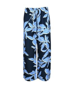 Attic And Barn Wide-Leg Pants With Botanical Print And Relaxed Fit - Blue