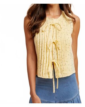 Anniewear Ditsy Floral Cotton Blouse With Front Tie - Yellow