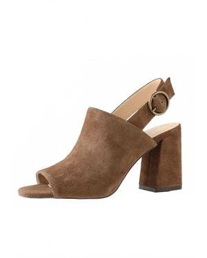 Sole Society Juniah Slingback Peep-Toe Mules - Brown