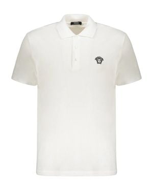 Versace Embroidered Cotton Polo Shirt - White