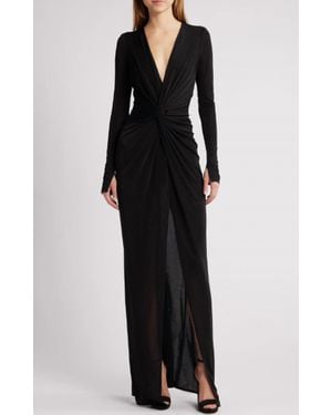 Katie May Kiera Twisted Long Sleeve Gown - Black