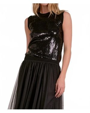 Elan Sleeveless Sequin Top - Black