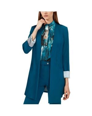 Calvin Klein Shoulder Pads Polyester Open-Front Blazer - Blue