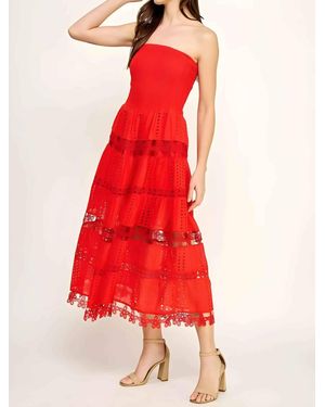 Strut & Bolt Lena Eyelet Midi Dress - Red