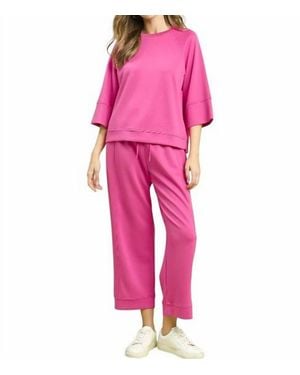 Umgee Luxeknit Straight Leg Pants - Pink