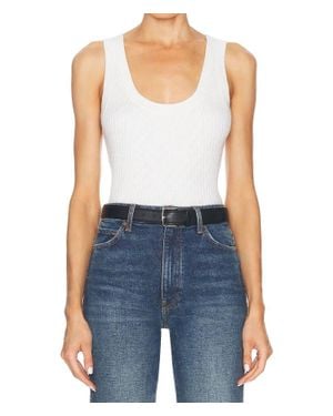 Enza Costa Cotton Pointelle Knit Tank Top - Blue