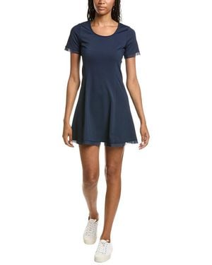 Stella Parker Scoop Neck Mesh Detail Dress - Blue