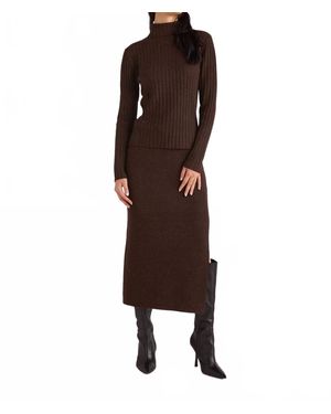 Bella Dahl Knit Skirt With Side Slit - Brown