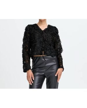 B.Young Rosalinda Petal Textured Jacket - Black