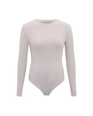 TRUEDAMES Long Sleeve O Neck Tight Skinny Bodysuit - Gray